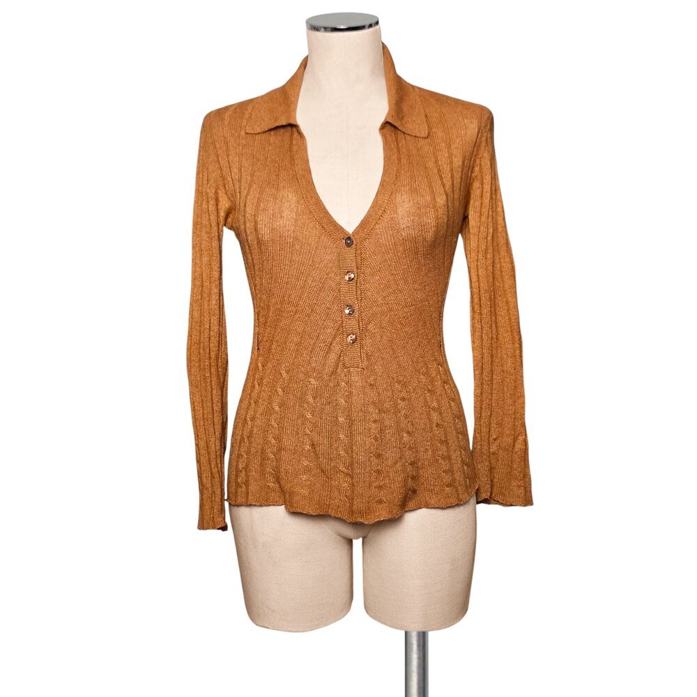 MARIA SARTINI 100%  Orange Cashmere Knit Sweater Top S